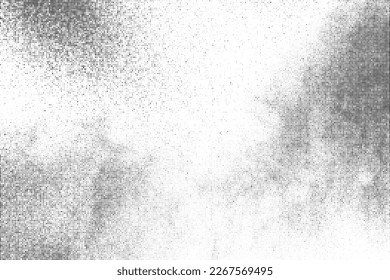 Black Halftone Texture On White Background. Modern Dotted Futuristic Backdrop. Fade Noise Overlay. Digitally Generated Image. Pop Art Style. Vector Illustration, Eps 10.