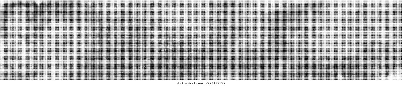 Textura De Medio Tono Negro Sobre Fondo Blanco. El Marco Futurista Moderno. Sobrecarga de ruido anticuado. Banner largo horizontal para el sitio. Estilo Pop Art. Ilustración De Vectores, Eps 10.