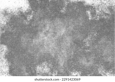 Black Halftone Texture On White Background. Modern Dotted Futuristic Backdrop. Fade Noise Overlay. Digitally Generated Image. Pop Art Style. Vector Illustration, Eps 10.