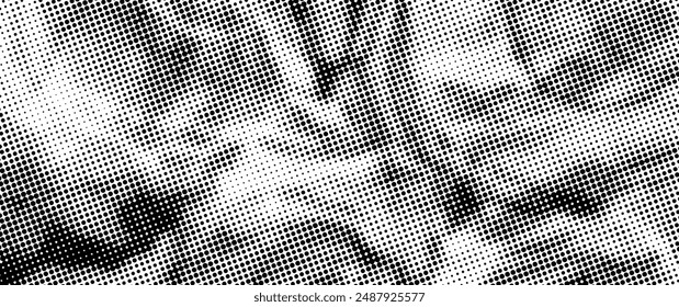 Black halftone vector art background for cover design, poster, banner, flyer and cards. Black dots on white background. Monochrome abstract modern design. Futuristic retro illustration.