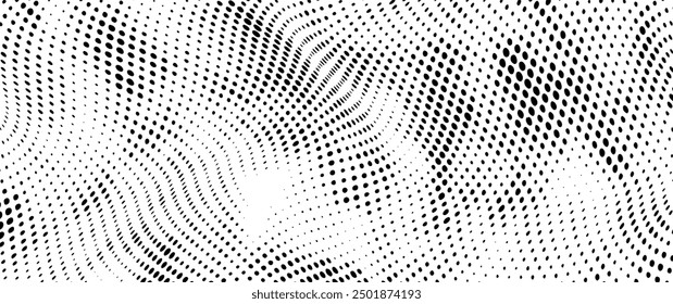 Black halftone vector art background with black dots on white background for cover design, poster, banner, flyer and cards. Monochrome abstract modern design. Futuristic retro illustration.