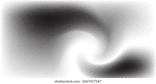 Fondo de Arte vectorial de semitono negro con puntos negros en blanco para diseño de portada, póster, Anuncio, volante y tarjetas. Diseño moderno abstracto monocromo. Ilustración retro futurista.
