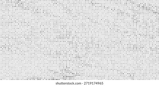 Black halftone wave background. Abstract grainy fluid texture. Dotted curved dot flow wallpaper. Grit swoosh overlay element for poster, banner, brochure, flyer, leaflet, template. Vector backdrop