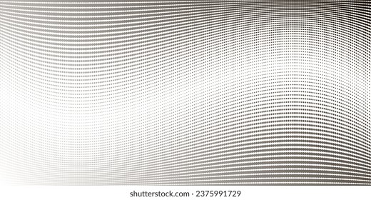 Black halftone waves on a white backround. Simple monochrome background with half tone raster pattern. Vector illustration
