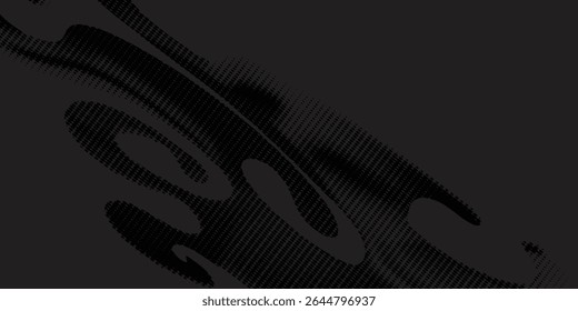Fondo de batik ondulado de semitono negro. Vector de estilo batik Pop art dot sport.