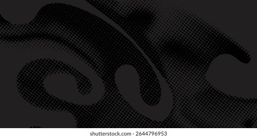 Fondo de batik ondulado de semitono negro. Vector de estilo batik Pop art dot sport.