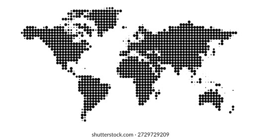 Mapa del mundo de semitonos negros con espacios en blanco