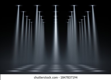 Black hall with light rays effect