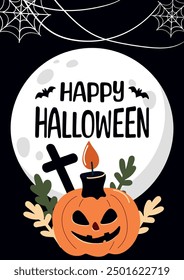 Black Halloween card, hand drawn.