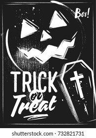 Black Halloween Chalk Poster with Lettering - Trick or Treat