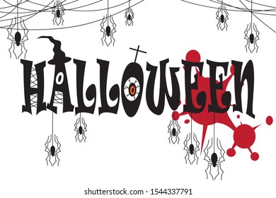 Black halloween font vector image