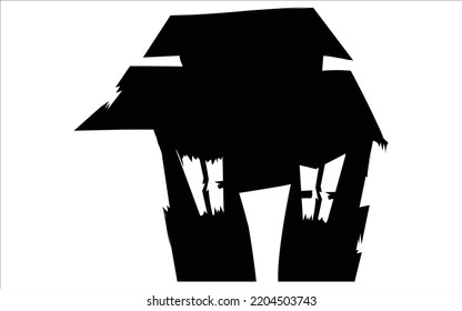 Black halloween house halloween haunted house symbol vector illustration

