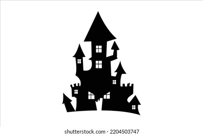 Black halloween house halloween haunted house symbol vector illustration

