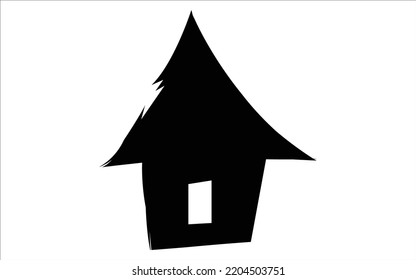 Black halloween house halloween haunted house symbol vector illustration


