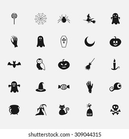 black halloween icon on white background flat style