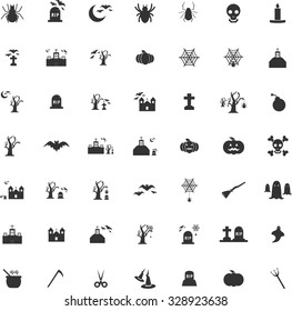 Black Halloween icon set vector