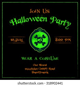 Black Halloween party invitation editable vector