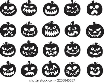 black halloween pumpkin icon collection vector