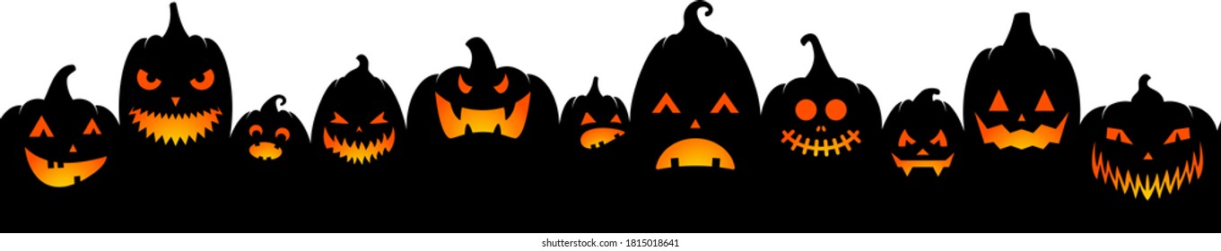 Black halloween pumpkin lantern silhouette seamless pattern illustration isolated