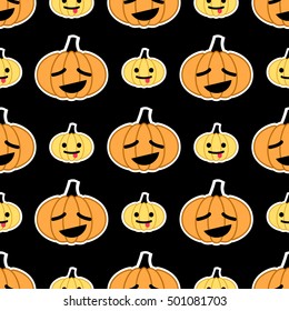 Black Halloween pumpkin seamless pattern