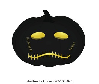Black Halloween pumpkin. vector illustration