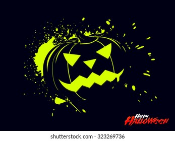 Black Halloween pumpkin vector illustration
with grange background  