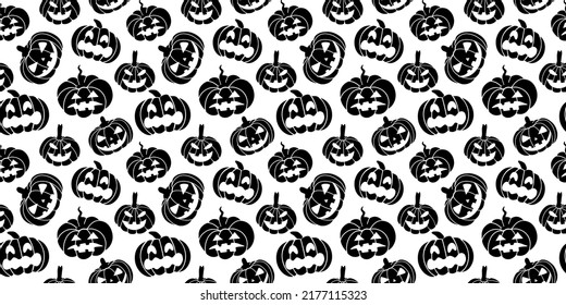 Schwarze Halloween-Kürbisse sind ein nahtloser Hintergrund. Vektorgrafik