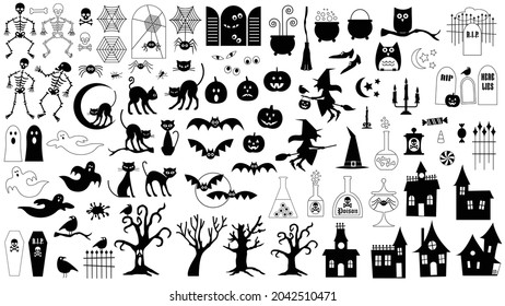 black halloween silhouette vector illustrations bundle
