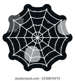 Black Halloween spider web with stitched spooky details Vector