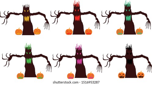 Black halloween tree. Vector illustration.