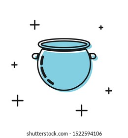 Black Halloween witch cauldron icon isolated on white background. Happy Halloween party.  Vector Illustration
