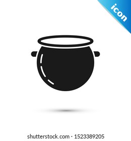 Black Halloween witch cauldron icon isolated on white background. Happy Halloween party.  Vector Illustration