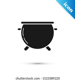 Black Halloween witch cauldron icon isolated on white background. Happy Halloween party.  Vector Illustration