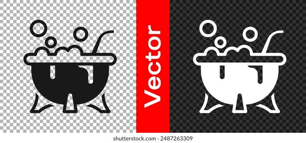 Black Halloween witch cauldron icon isolated on transparent background. Happy Halloween party.  Vector