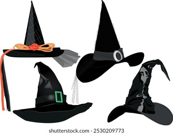 chapéus de bruxa preto Halloween com decorações