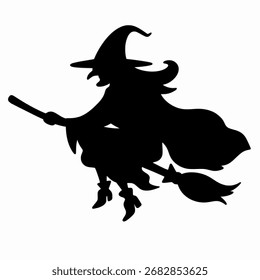 Vector negro de la bruja de halloween aislado en el fondo blanco