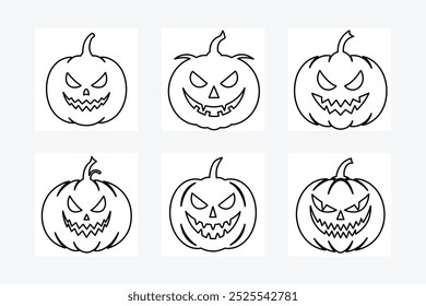 black Halloweens pumpkin one  line art vector illustration