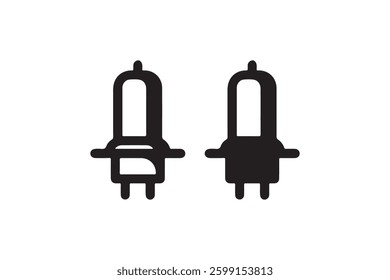 Black halogen bulb icon set isolated Vector