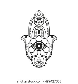 Black ham sa Fatima hand lines protection symbol on white background