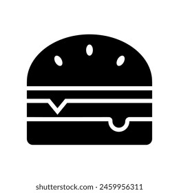 Negro hamburguesa queso de comida rápida doodle icono de diseño de Vector plano