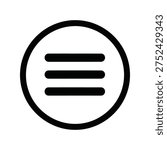 Black hamburger menu in a circle white symbol navigation