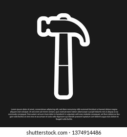 Black Hammer icon isolated on black background. Tool for repair. Vector Illustration