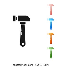 Black Hammer icon isolated on white background. Tool for repair. Set icons colorful. Vector Illustration