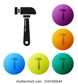 Black Hammer icon isolated on white background. Tool for repair. Set icons colorful circle buttons. Vector Illustration