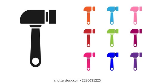 Black Hammer icon isolated on white background. Tool for repair. Set icons colorful. Vector Illustration