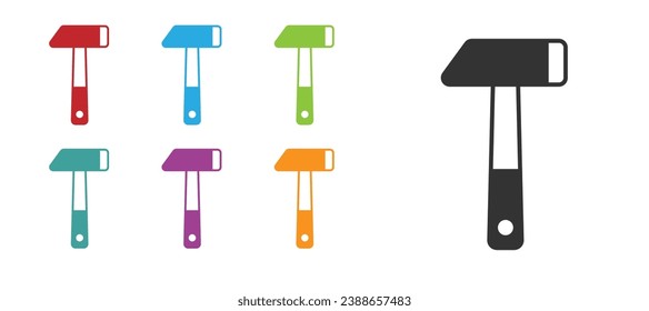 Black Hammer icon isolated on white background. Tool for repair. Set icons colorful. Vector