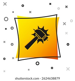 Black Hammer icon isolated on white background. Tool for repair. Yellow square button. Vector