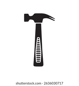 Black hammer icon isolated on white background.