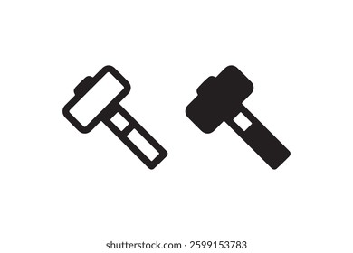 Black hammer icon set isolated Vector