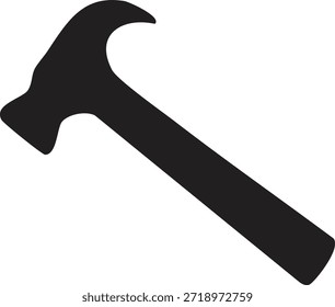 Silueta de icono de martillo negro que simboliza la herramienta de construcción, el trabajo de reparación, la industria y la artesanía